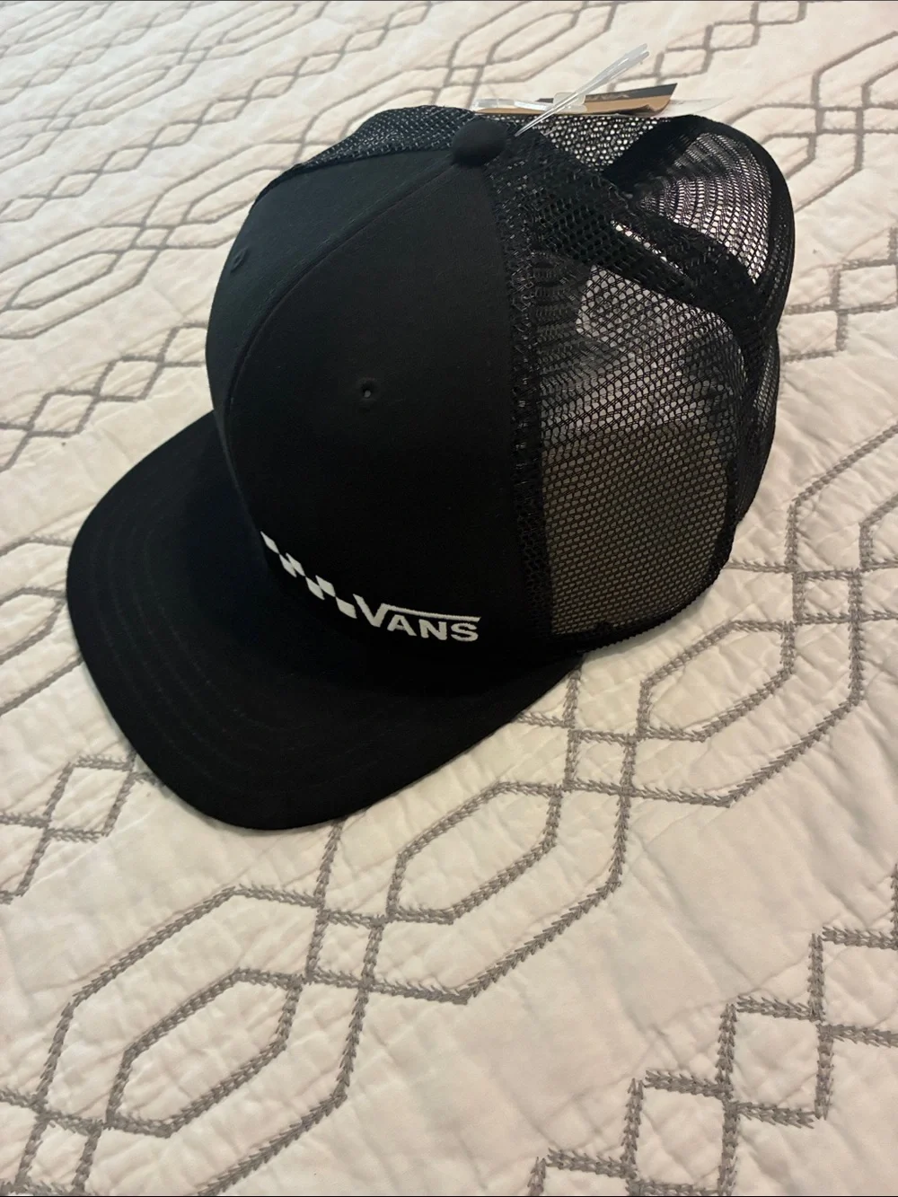 NWT!! Vans Black Cap with White Checker Logo